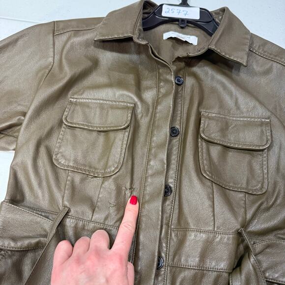 Marissa Webb Green Faux Leather belted Dress Size 6 - Picture 6 of 10